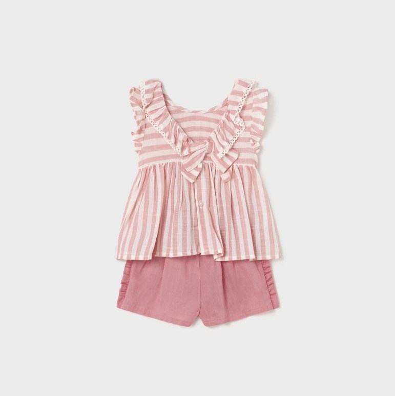 Mayoral Yazlık Kız Bebek Bluz Şort 2'li Set Pembe