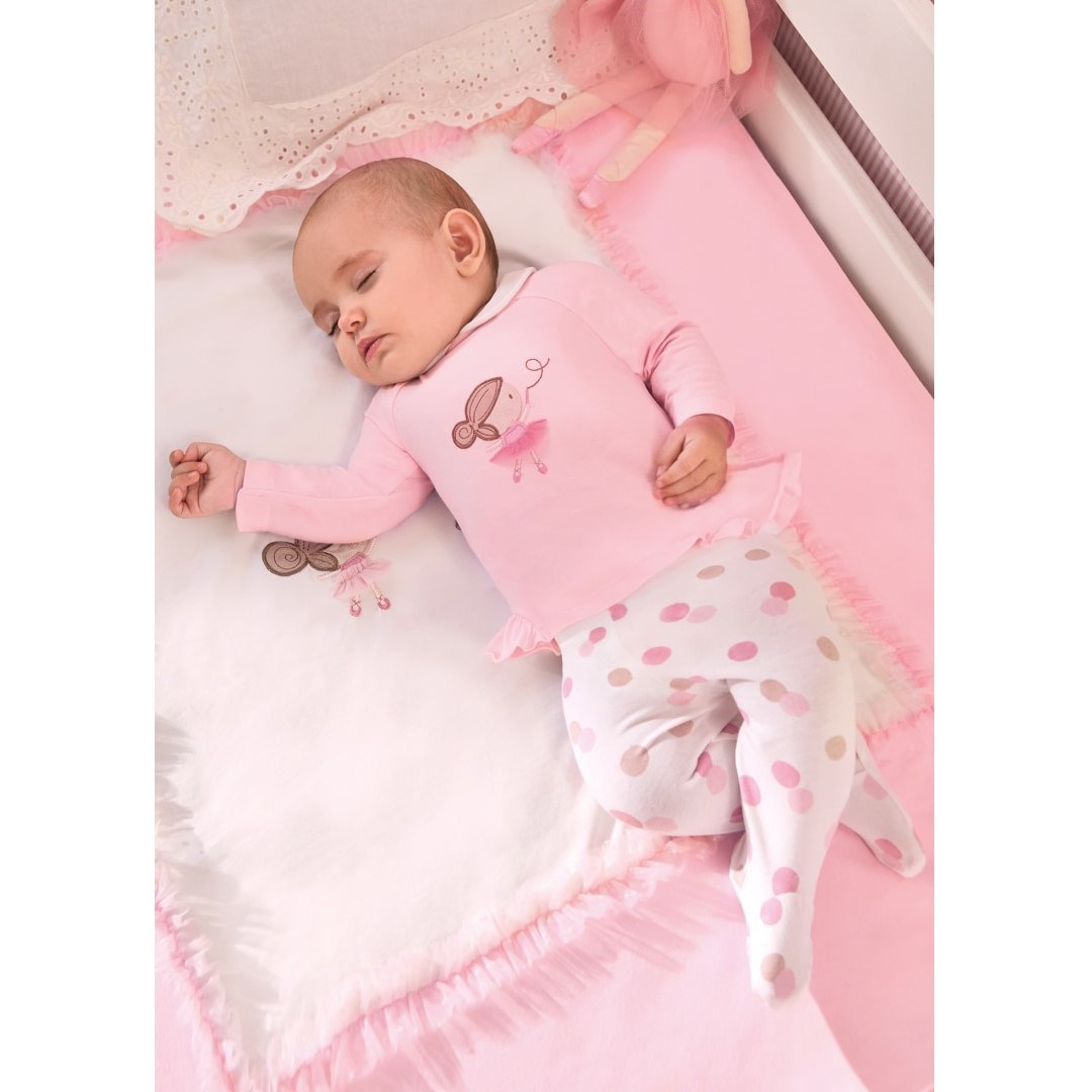 Mayoral Yazlık Kız Bebek Patikli Pantolon Bluz 2'li Set Pembe