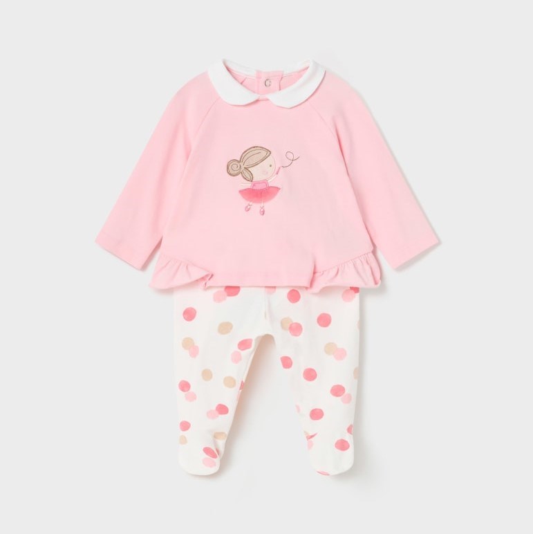 Mayoral Yazlık Kız Bebek Patikli Pantolon Bluz 2'li Set Pembe