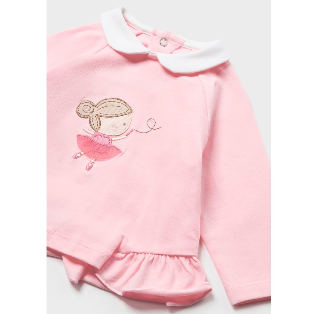Mayoral Yazlık Kız Bebek Patikli Pantolon Bluz 2'li Set Pembe