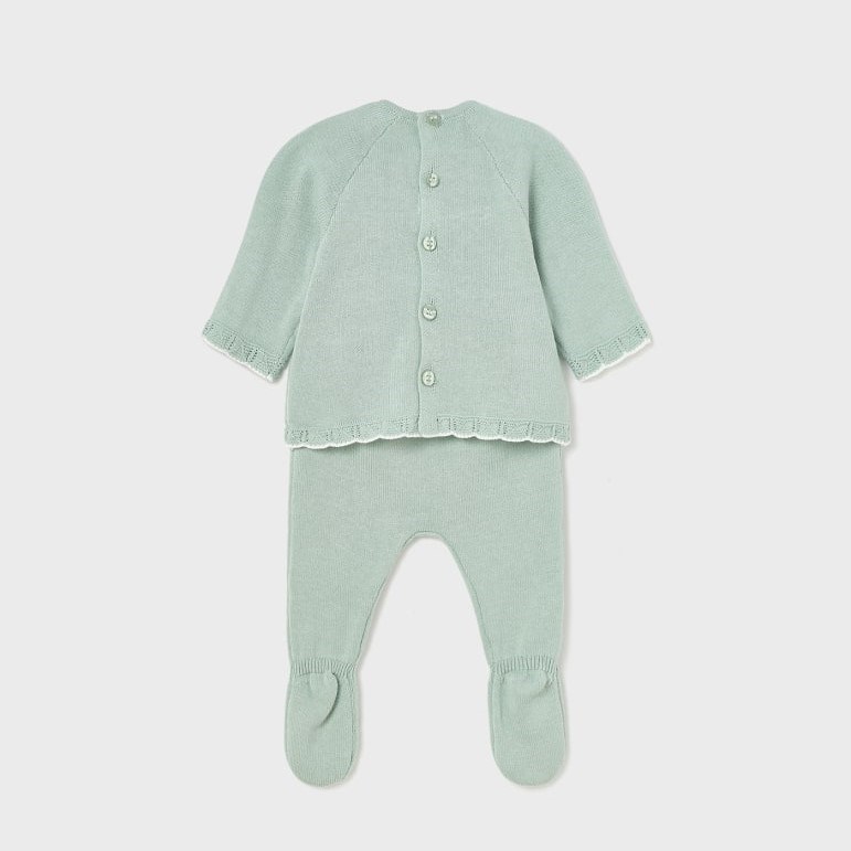 Mayoral Yazlık Kız Bebek Örme Patikli Pantolon Bluz 2'li Set Yeşil
