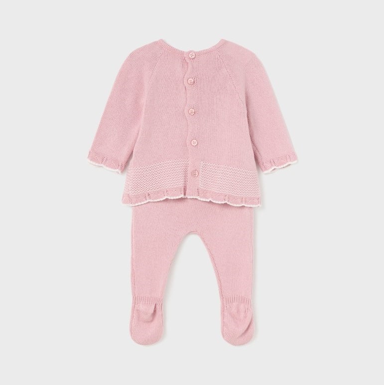 Mayoral Yazlık Kız Bebek Örme Patikli Pantolon Bluz 2'li Set Pembe