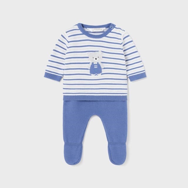 Mayoral Yazlık Erkek Bebek Örme Patikli Pantolon Bluz Set Mavi