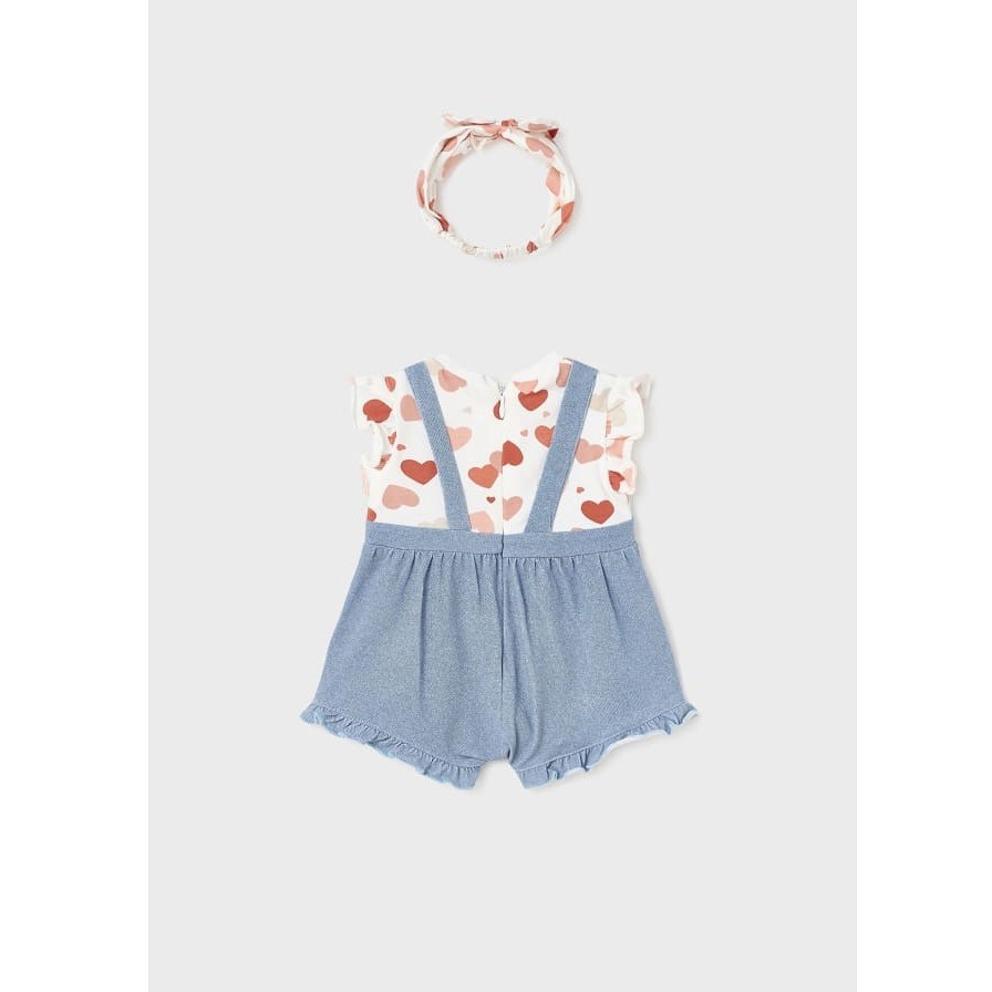 Mayoral Yazlık Kız Bebek Kısa Tulum Bandana Set Pembe