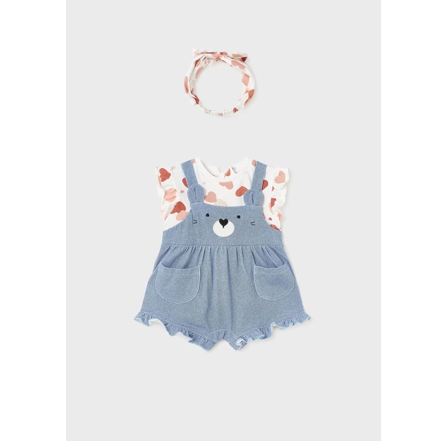 Mayoral Yazlık Kız Bebek Kısa Tulum Bandana Set Pembe