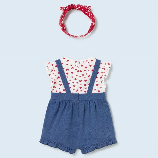 Mayoral Yazlık Kız Bebek Kısa Tulum Bandana Set Kırmızı