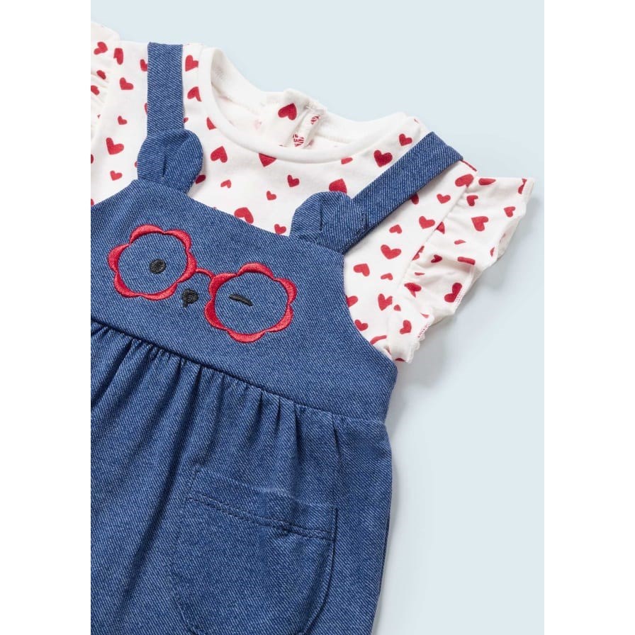 Mayoral Yazlık Kız Bebek Kısa Tulum Bandana Set Kırmızı