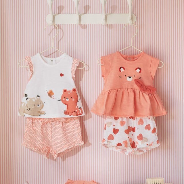 Mayoral Yazlık Kız Bebek Şort 4'lü Set Pembe