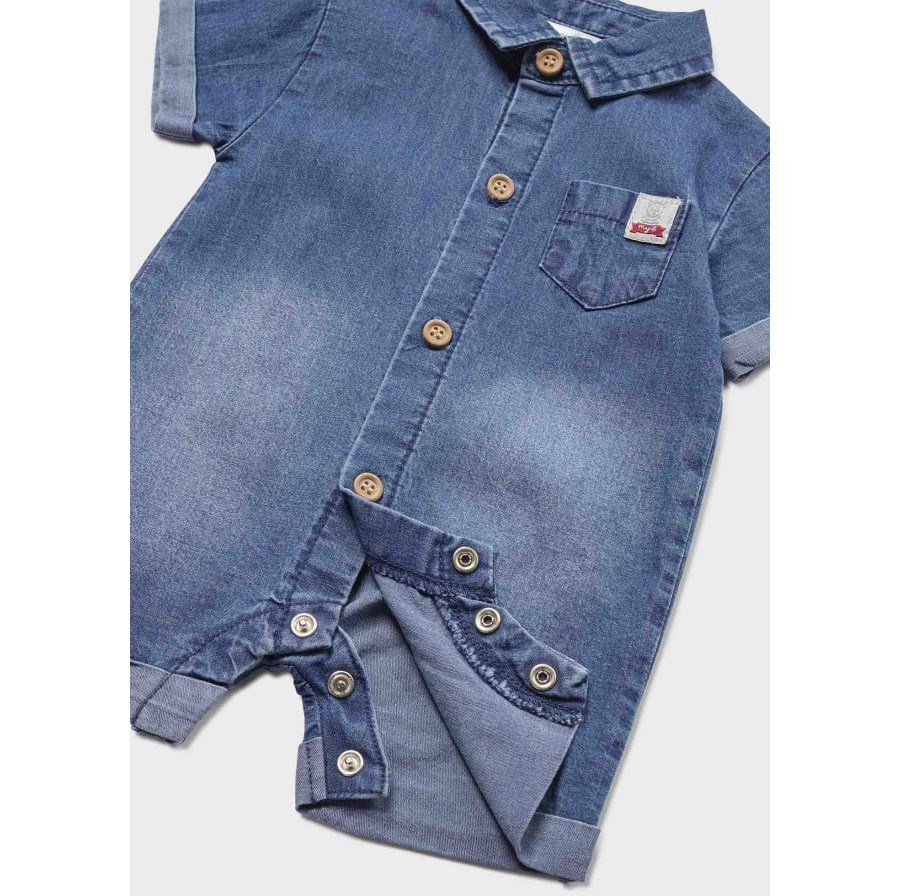 Mayoral Yazlık Erkek Bebek Kısa Denim Salopet Mavi