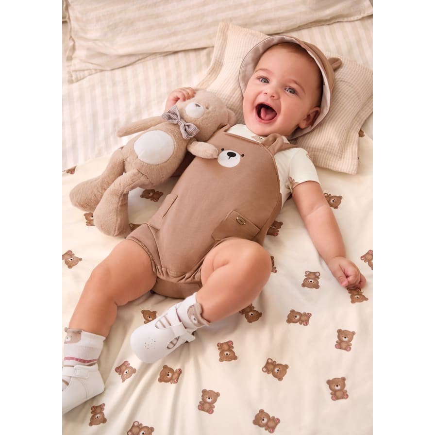 Mayoral Yazlık Erkek Bebek Kısa Tulum Şapka Set Beyaz