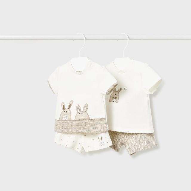 Mayoral Yazlık Erkek Bebek T-shirt Şort 4'lü Set Krem