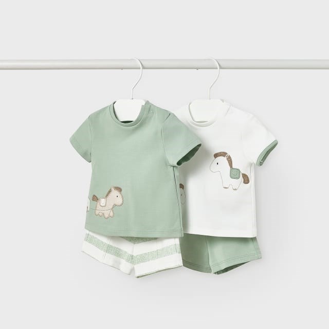 Mayoral Yazlık Erkek Bebek T-shirt Şort 4'lü Set Yeşil