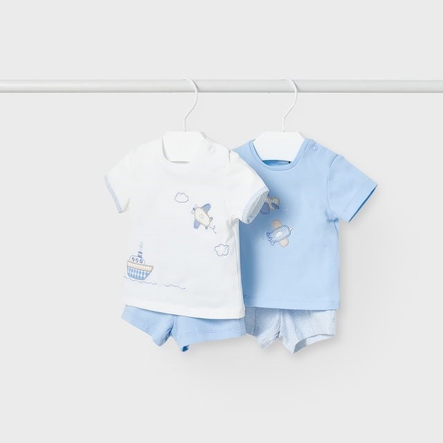 Mayoral Yazlık Erkek Bebek T-shirt Şort 4'lü Set Mavi