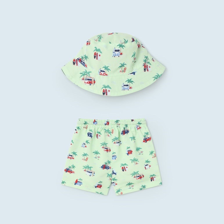 Mayoral Yazlık Erkek Bebek Şort Mayo Şapka Set Yeşil