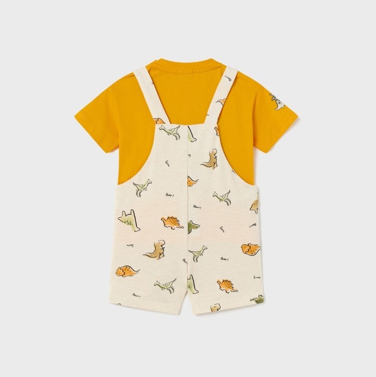 Mayoral Yazlık Erkek Bebek Kısa Kol T-shirt Salopet Tulum Set Turuncu