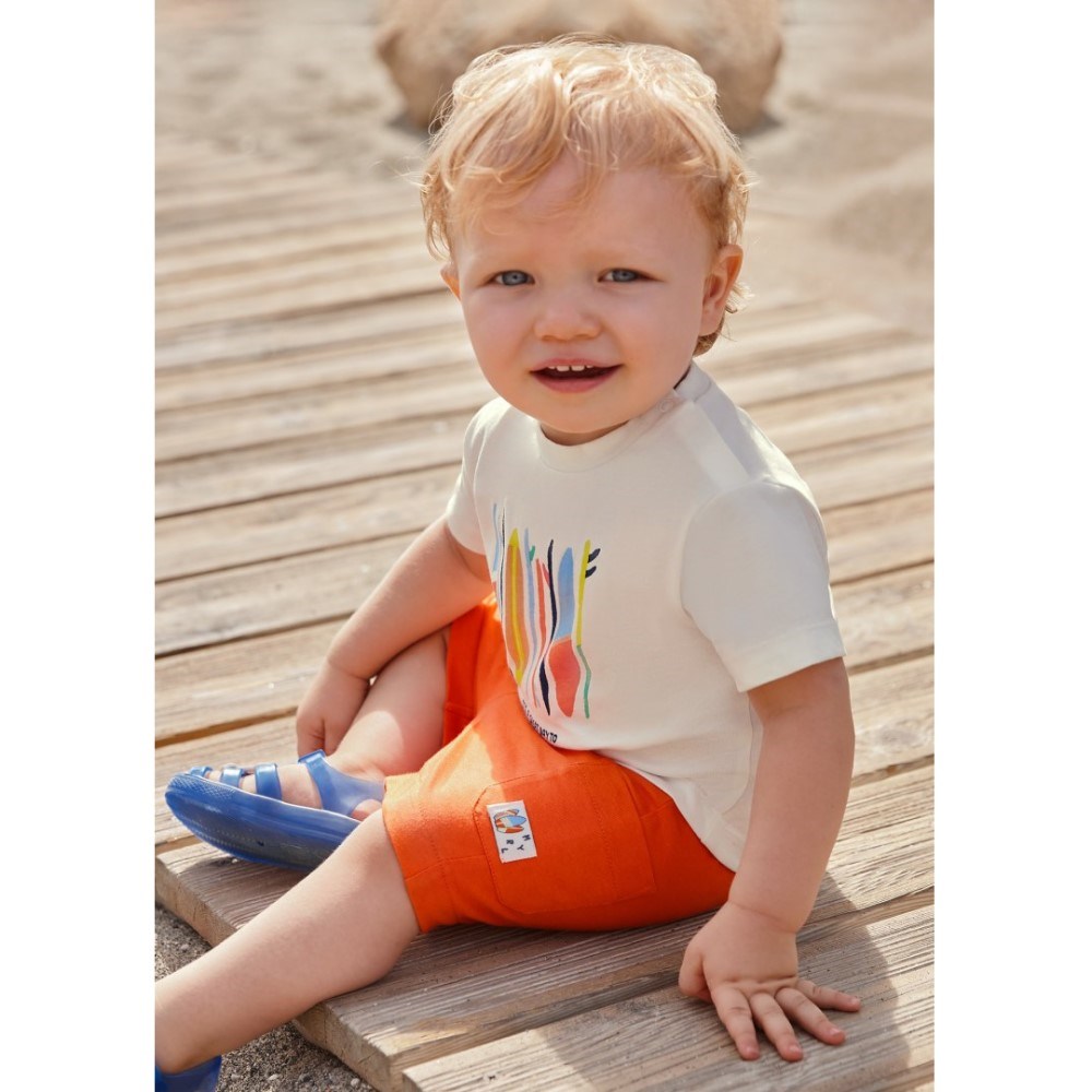 Mayoral Yazlık Erkek Bebek T-shirt Şort 2'li Set Turuncu