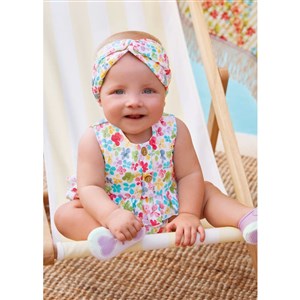 Mayoral Yazlık Kız Bebek Kısa Tulum Bandana Set