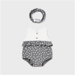 Mayoral Yazlık Kız Bebek Kısa Tulum Bandana Set