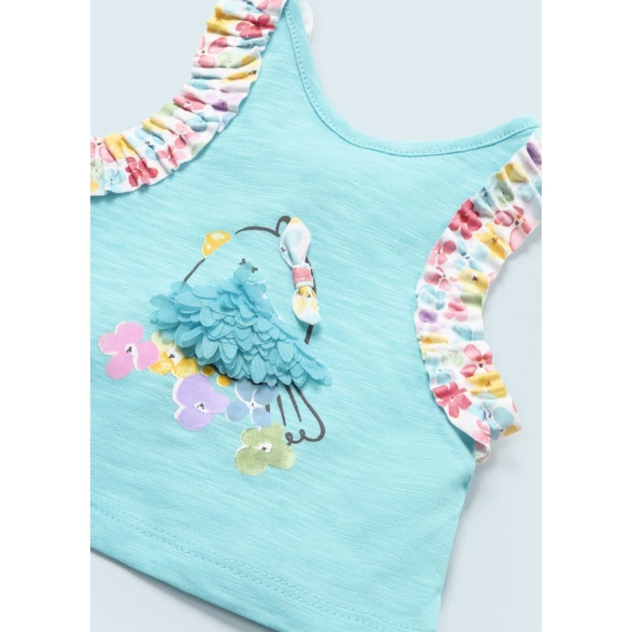 Mayoral Yazlık Kız Bebek Bluz Mayo Şapka Set Mavi