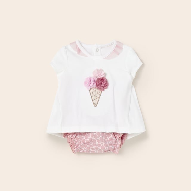 Mayoral Yazlık Kız Bebek Bluz Şort 4'lü Set Pembe