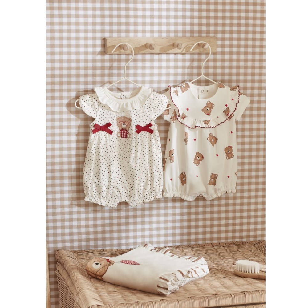 Mayoral Yazlık Kız Bebek Kısa Tulum 2'li Set Beyaz