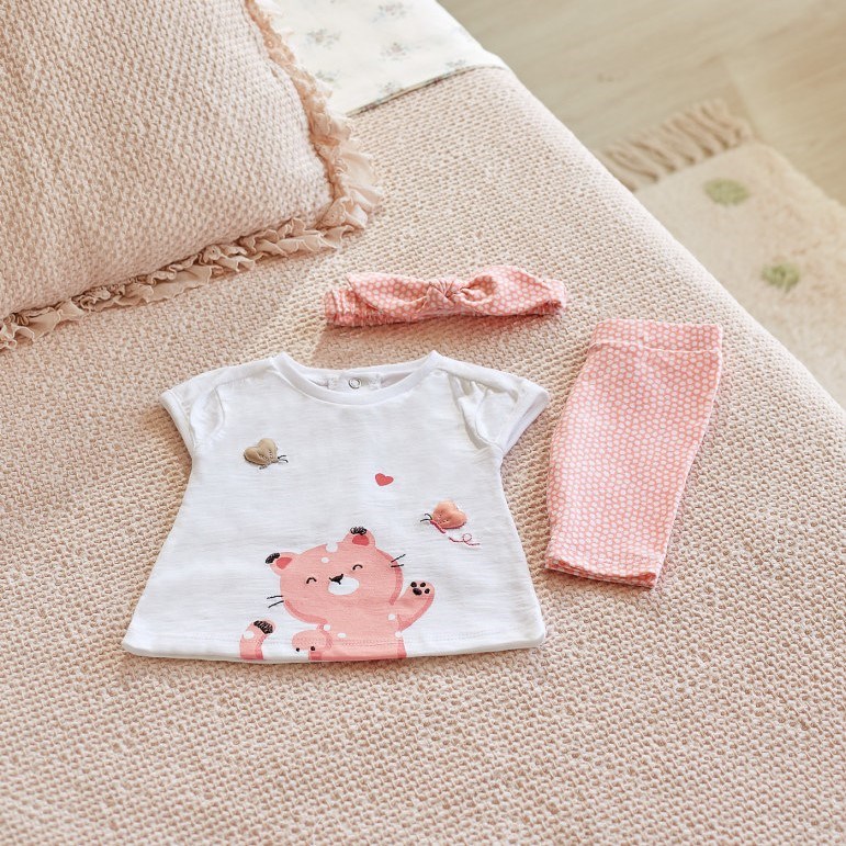 Mayoral Yazlık Kız Bebek Tayt Bluz Saç Bandı Set