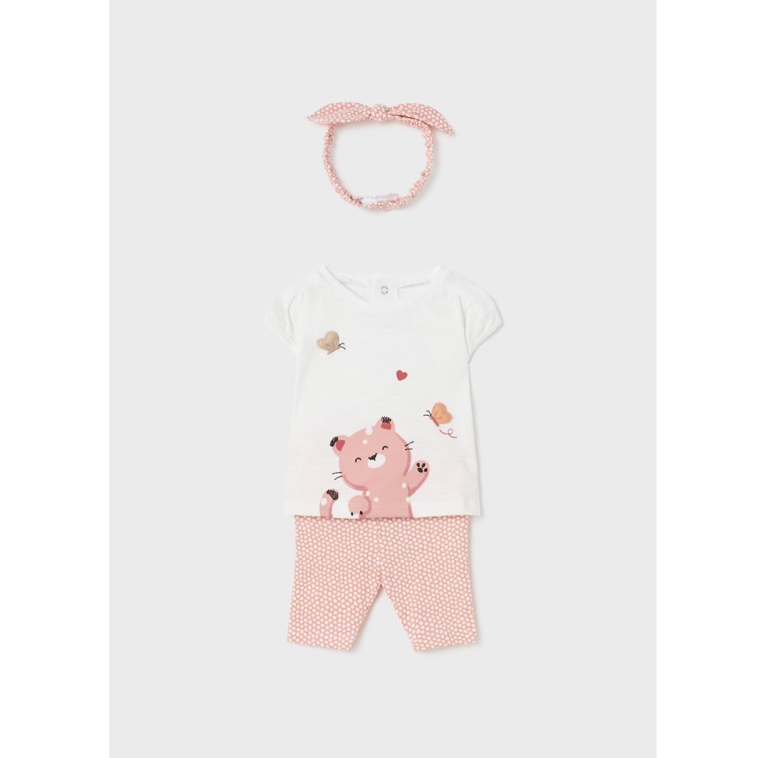 Mayoral Yazlık Kız Bebek Tayt Bluz Saç Bandı Set Pembe