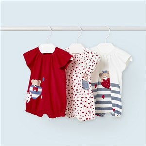 Mayoral Yazlık Kız Bebek Kısa Tulum 3'lü Set