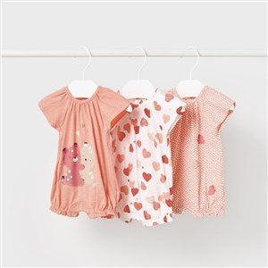 Mayoral Yazlık Kız Bebek Kısa Tulum 3'lü Set