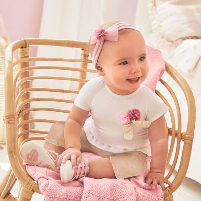Mayoral Yazlık Kız Bebek Bluz Tayt 3'lü Set Pembe