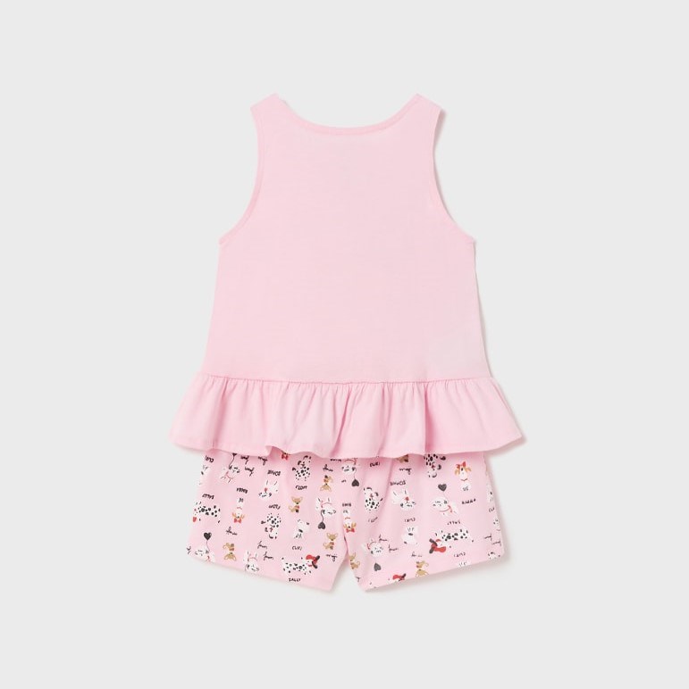 Mayoral Yazlık Kız Bebek Şort Pijama Takım Pembe