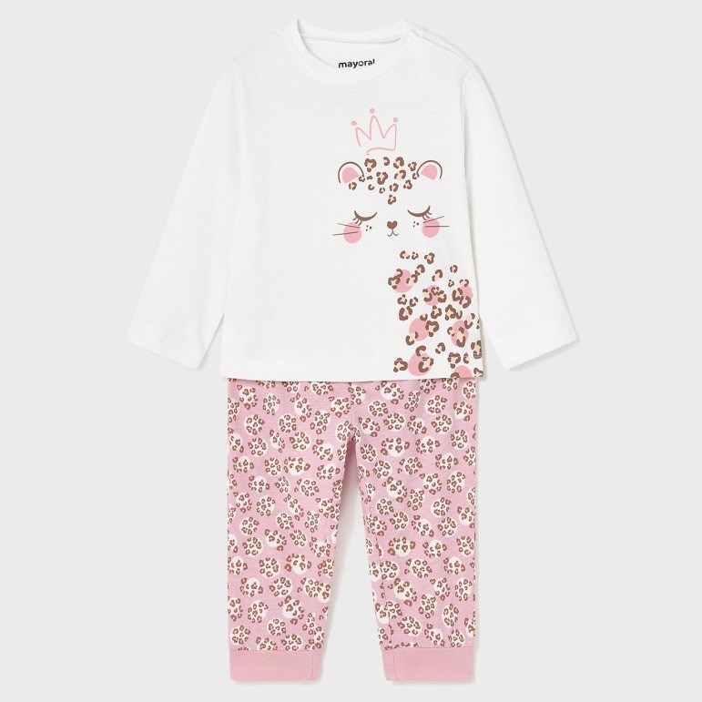 Mayoral Yazlık Kız Bebek Uzun Pijama Takım Beyaz