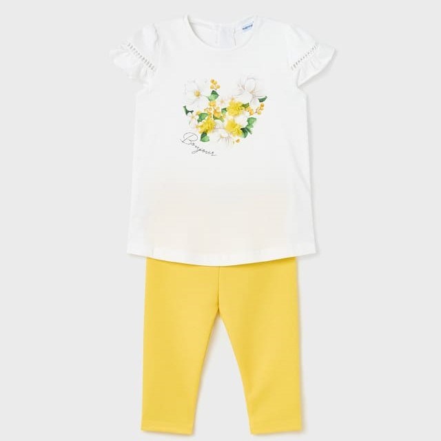 Mayoral Yazlık Kız Bebek T-shirt Tayt 2'li Set Sarı
