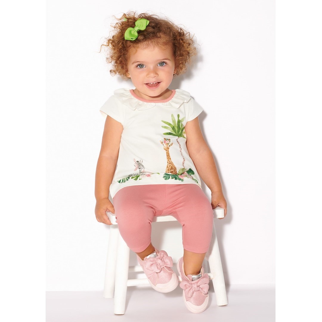 Mayoral Yazlık Kız Bebek T-shirt Tayt 2'li Set Pembe