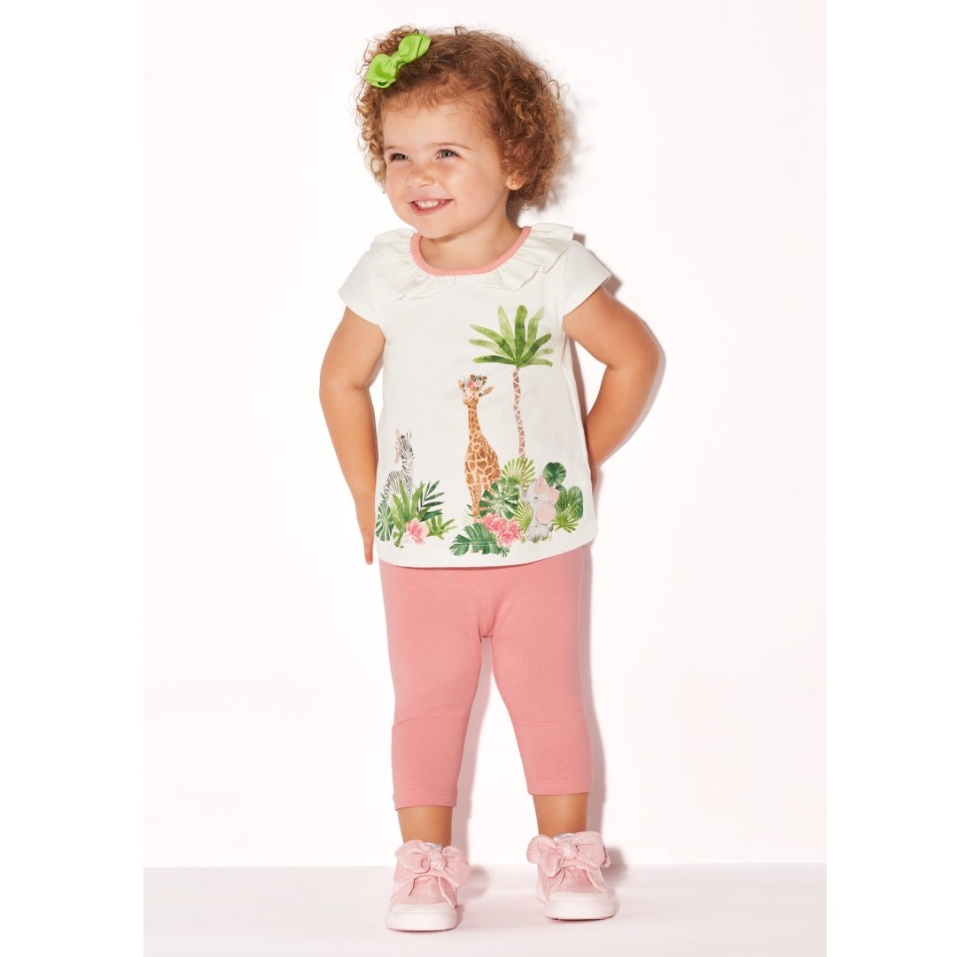 Mayoral Yazlık Kız Bebek T-shirt Tayt 2'li Set Pembe