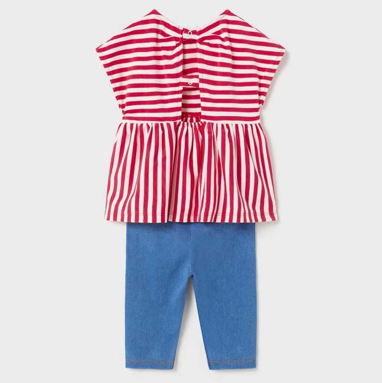 Mayoral Yazlık Kız Bebek T-shirt Tayt 2'li Set Kırmızı
