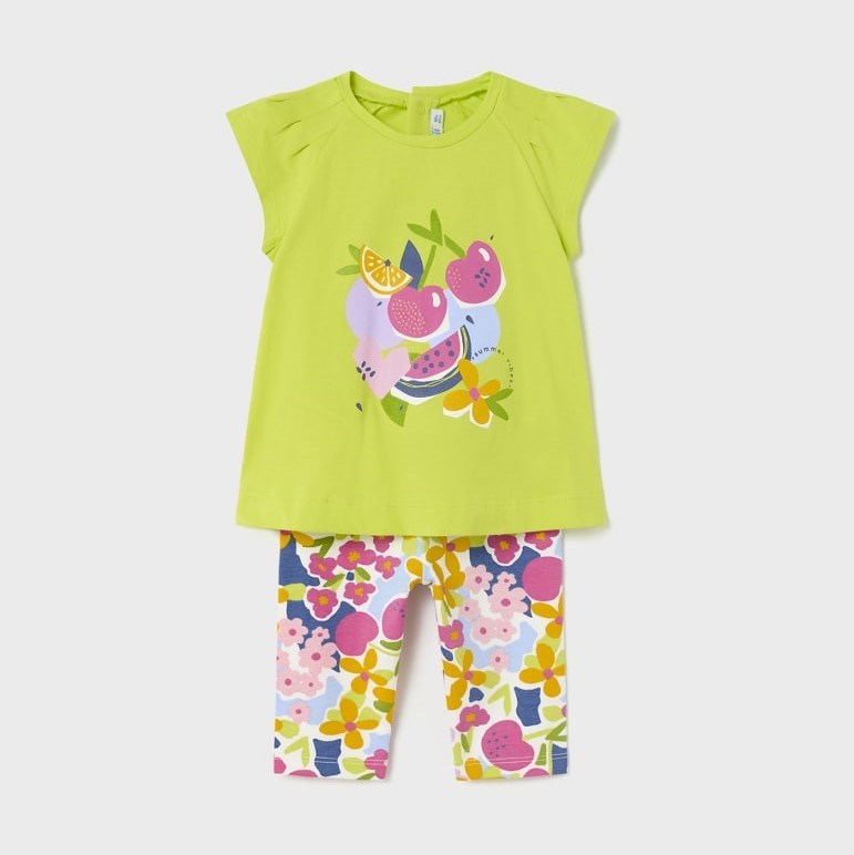 Mayoral Yazlık Kız Bebek T-shirt Tayt 2'li Set Yeşil