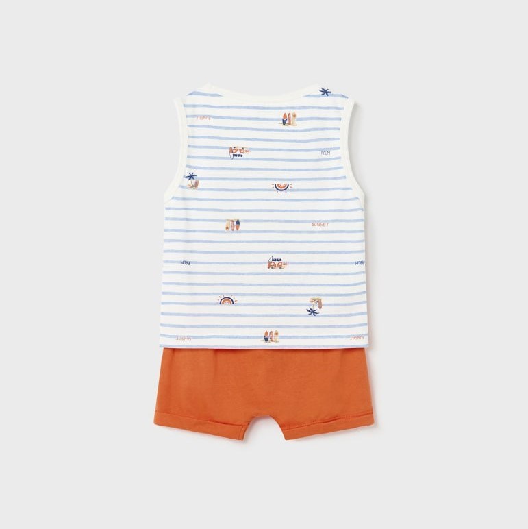 Mayoral Yazlık Erkek Bebek Şort Pijama Takım Turuncu