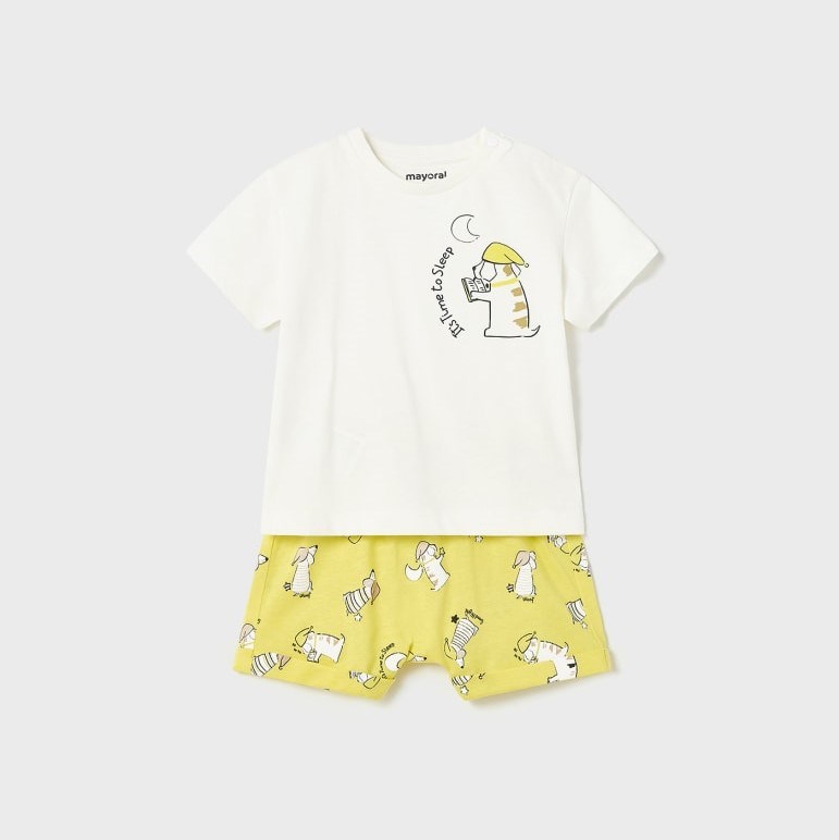 Mayoral Yazlık Erkek Bebek Şort Pijama Takım Sarı