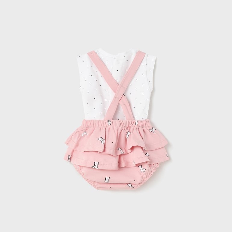 Mayoral Yazlık Kız Bebek Kısa Elbise Tulum Set Pembe