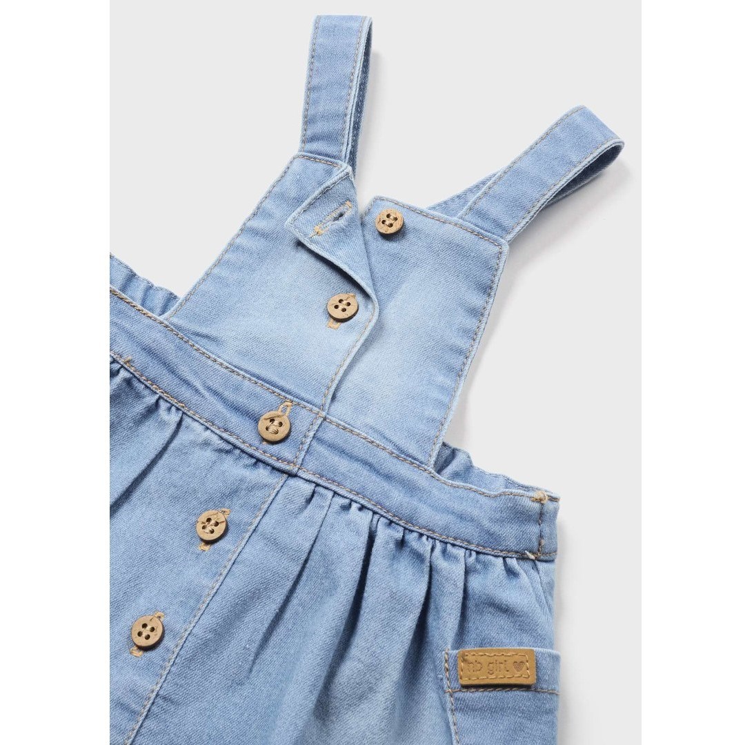 Mayoral Yazlık Kız Bebek Bluz Denim Salopet Pembe