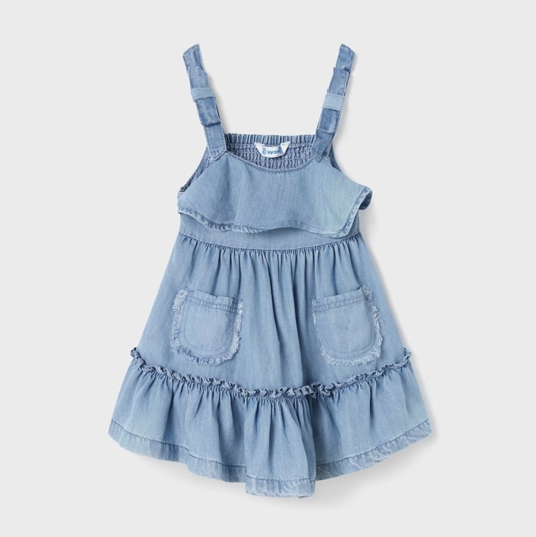 Mayoral Yazlık Kız Bebek Denim Elbise Mavi