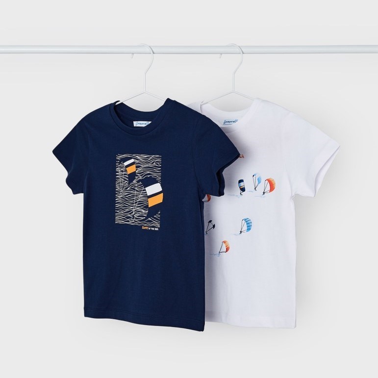 Mayoral Yazlık Erkek Kısa Kol T-shirt 2'li Set Koyu Mavi
