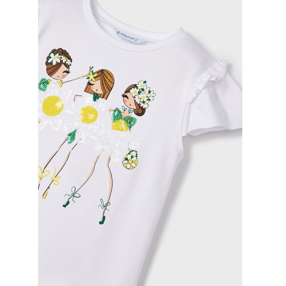 Mayoral Yazlık Kız Kısa Kol T-shirt Beyaz