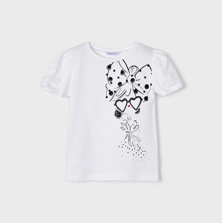 Mayoral Yazlık Kız Kısa Kol T-shirt Beyaz