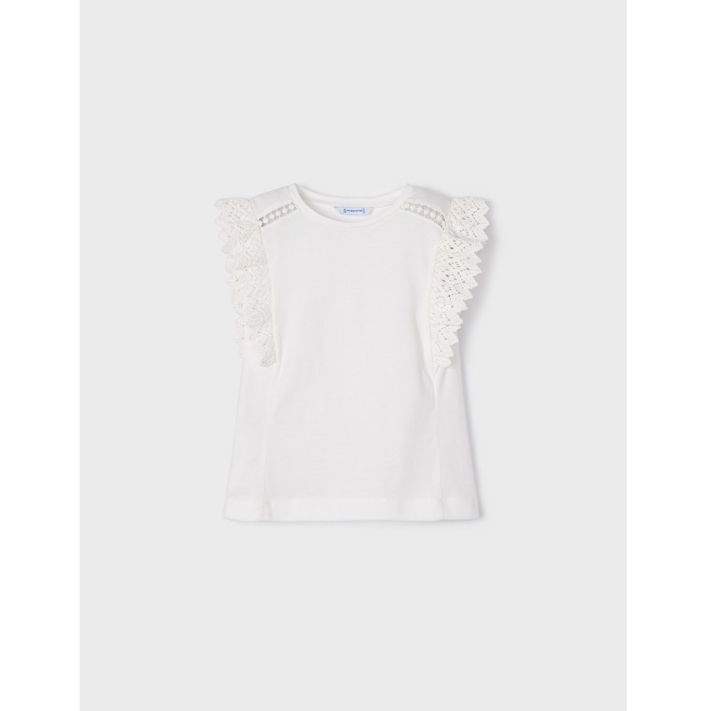 Mayoral Yazlık Kız Kısa Kol T-shirt Krem