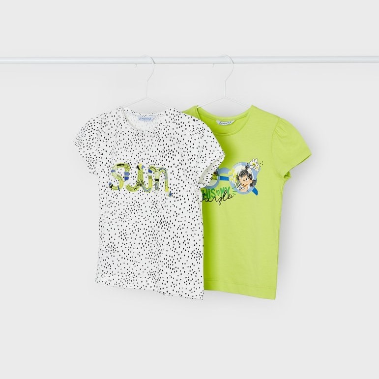 Mayoral Yazlık Kız Kısa Kol T-shirt 2'li Set Yeşil