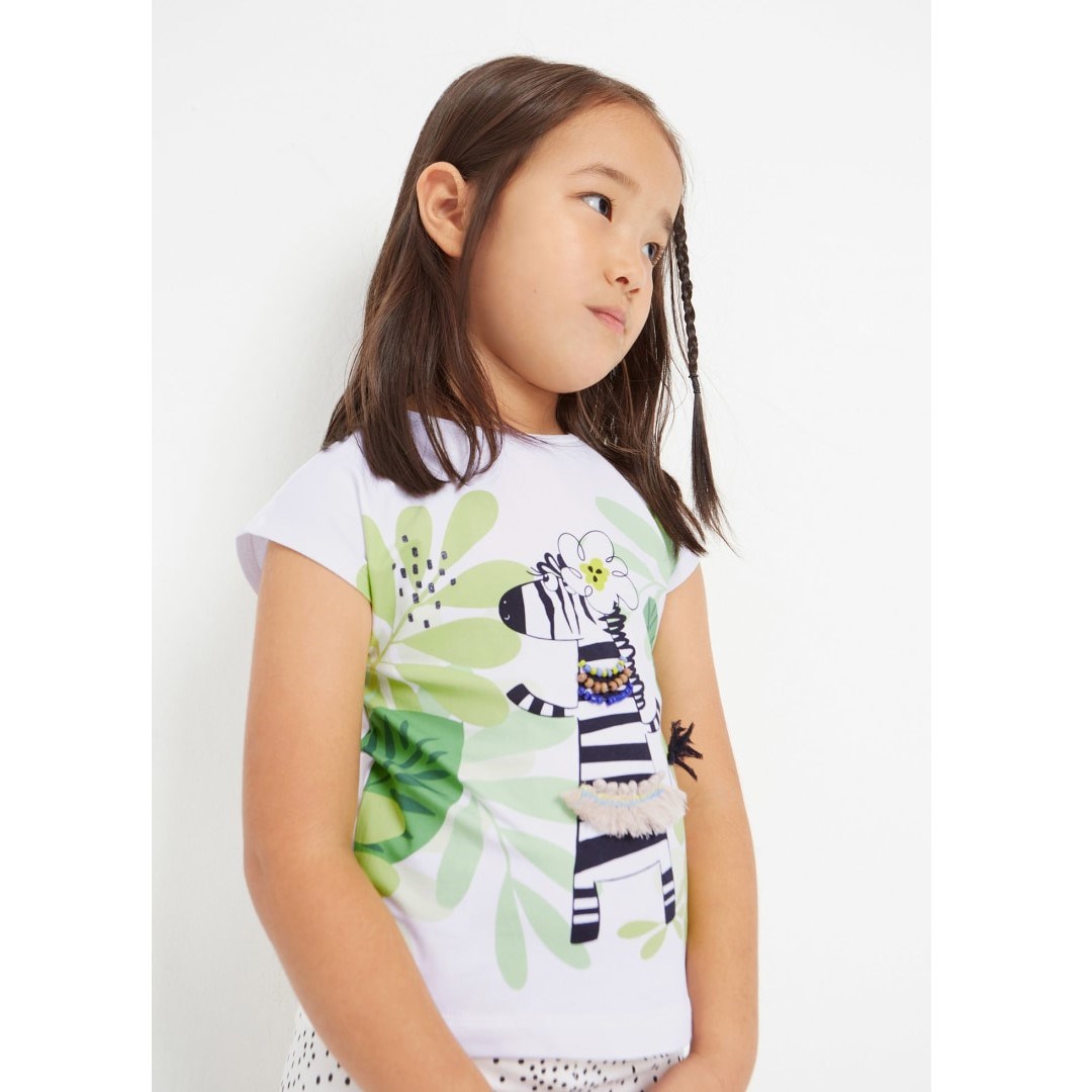 Mayoral Yazlık Kız Kısa Kol T-shirt Beyaz