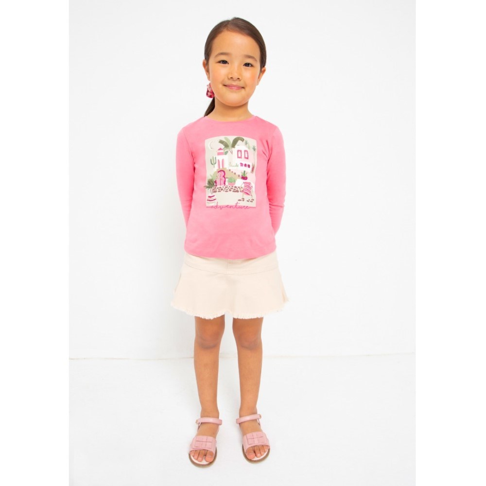 Mayoral Yazlık Kız Uzun Kol T-shirt ve Toka 2'li Set Pembe