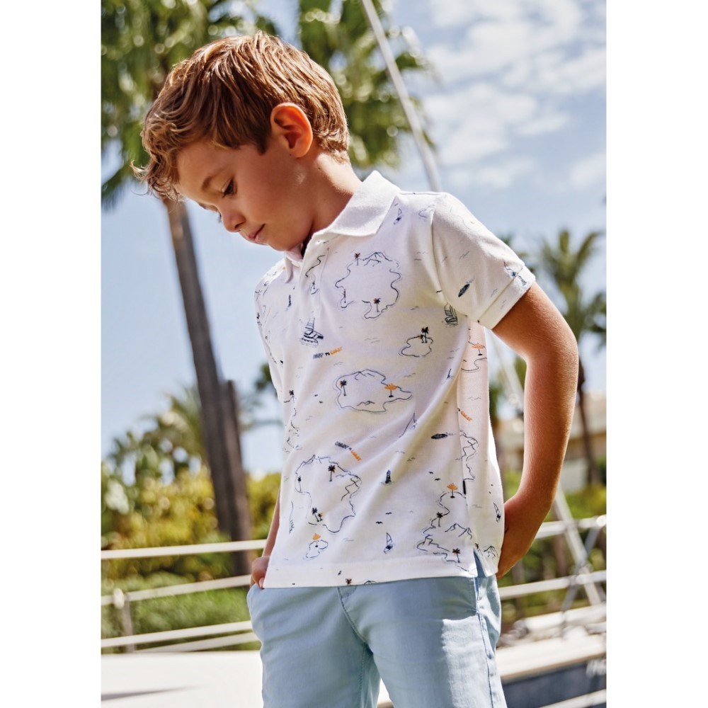 Mayoral Yazlık Erkek Polo T-shirt Beyaz
